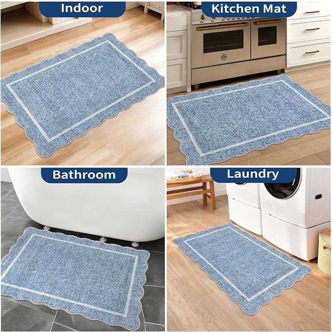 GarveeHome Scalloped Door Mat Indoor Entrance 2x3 Washable Non Slip - Image 3