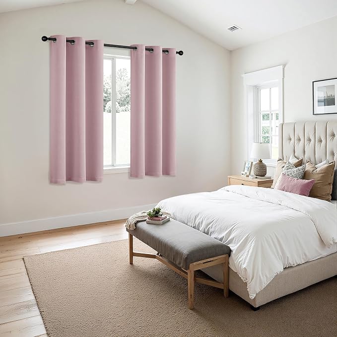 MIULEE Blackout Curtains for Bedroom 2 Panels 40 x 45 Inch Long Blush Pink | - Image 6