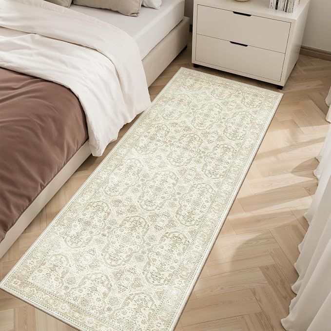 Soalmost Runner Rug 2x6 Washable Kitchen Hallway Runners Beige/Brown | Non-Slip - Image 2