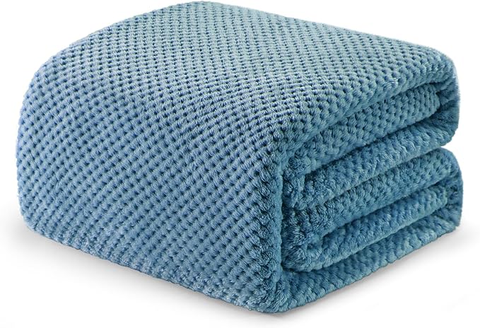 Exclusivo Mezcla Soft Waffle Fleece Bed Blanket King Size, Slate Blue | by ExclusivoMezcla