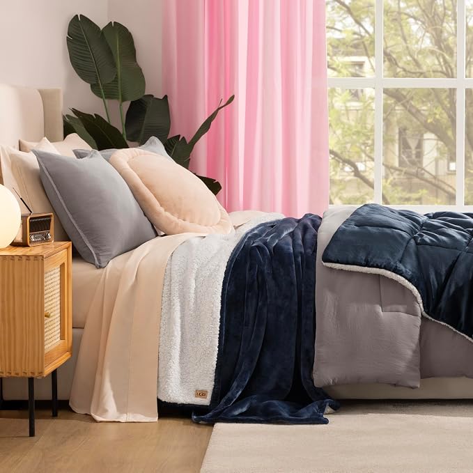 UGG Nita Queen Blanket, Reversible Plush Fleece, UGG Fluff Plush Face, Smooth - Image 2