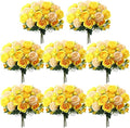 Geosar 8 Bundles Artificial Peonies Flowers Fake Silk Peony Bouquet Faux Peonies Flowers Bulk for Decoration Vase Floral Arrangements Wedding Party Table (Yellow,Champagne)