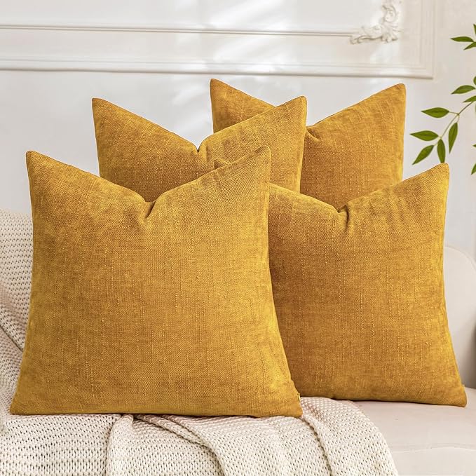 Set of 4 Soft Textured Decorative Throw Pillow Covers 18x18 Inch Cozy Farmhouse by Cozoomy