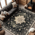 RELEANY Washable Area Rug, Water Repellent, Pet Friendly, Vintage Floral Boho by RELEANY