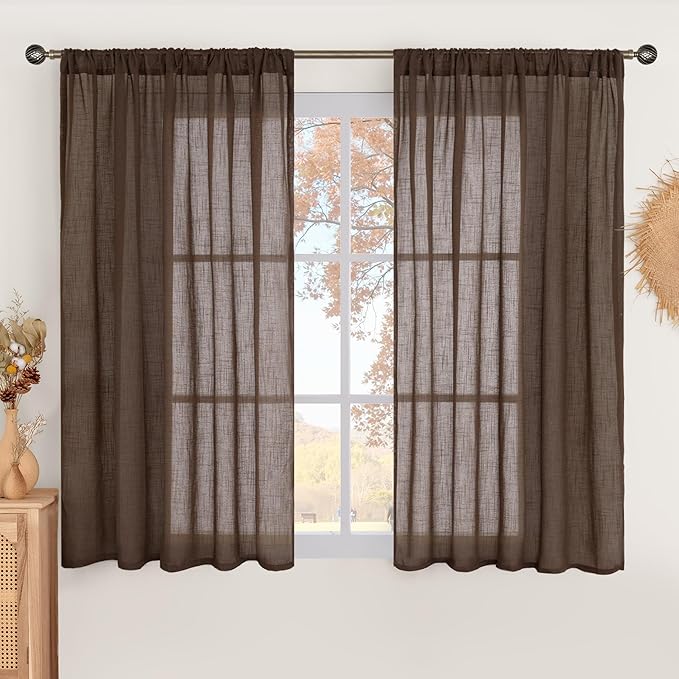 BGment Brown Linen Curtains 48 Inch Length by BGment