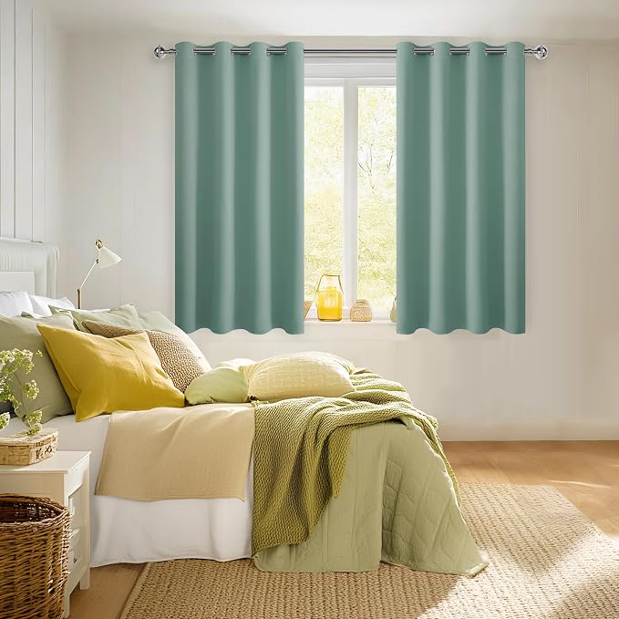 Blackout Curtains for Bedroom, Sage Green, 52 x 54 Inch, 2 Panels | Thermal - Image 6