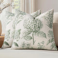 Set of 2 Decorative Floral Pillow Covers 20x20 Inch Dark Green | Neutral by SWANCOCO