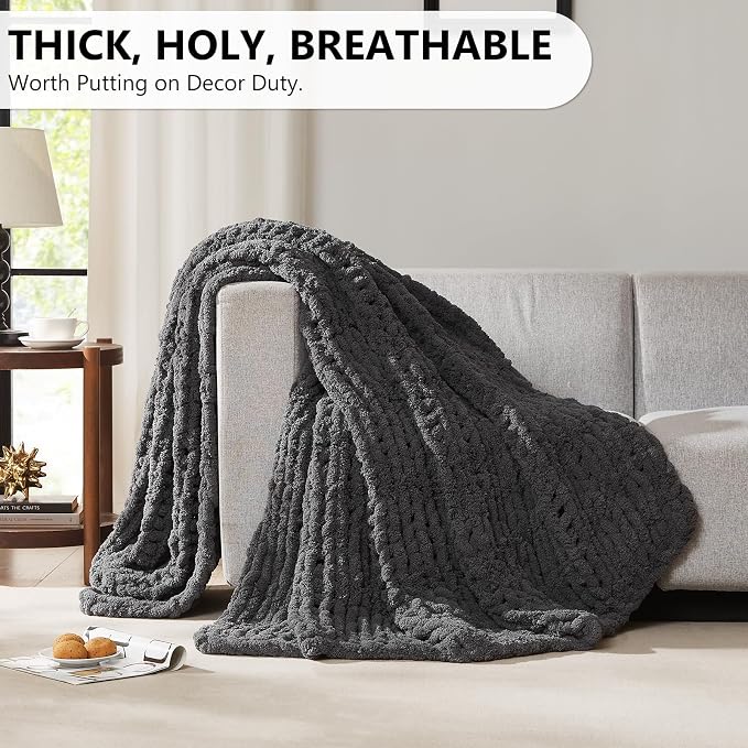 L'AGRATY Chunky Knit Throw Blanket - Image 5