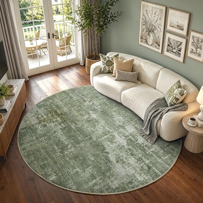6Ft Round Area Rugs for Living Room, Soft Non-Slip Washable Rugs Modern by Cuzwlovita
