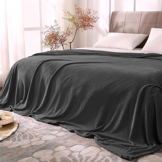 BEDELITE Fleece Blanket Soft Plush King Bed Blanket Charcoal Grey 108"x90" | by BEDELITE