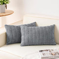 Pack of 2 Corduroy Decorative Throw Pillow Covers 12x24 Inch, Light Grey | Fall by Unknown