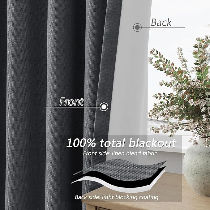 100% Blackout Curtains 102 Inch Length 2 Panels Set - Image 4