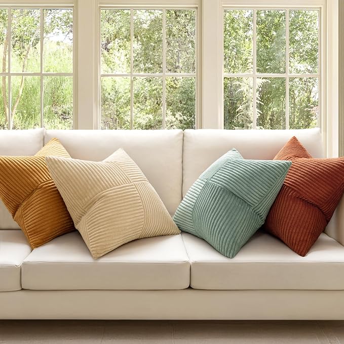 MIULEE Fall Teal Orange Decorative Throw Pillow Covers 18x18 Inch Set of 4 Boho - Image 5
