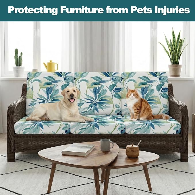 CALBODE 14 Pcs Stretch Indoor/Outdoor Seat Cushion Covers, Indoor/Outdoor Couch - Image 6