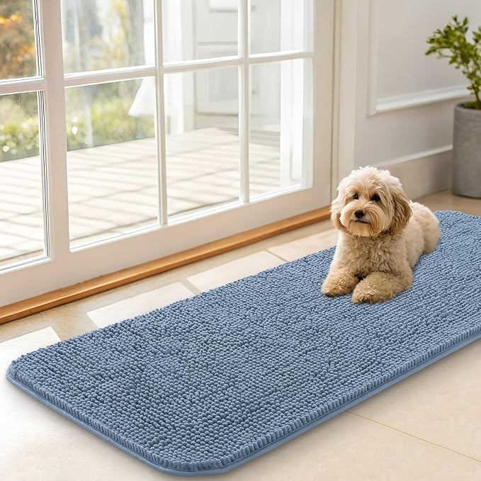 OLANLY Dog Door Mat for Muddy Paws 47x17, Super Absorbent Chenille Mud Mat | by OLANLY