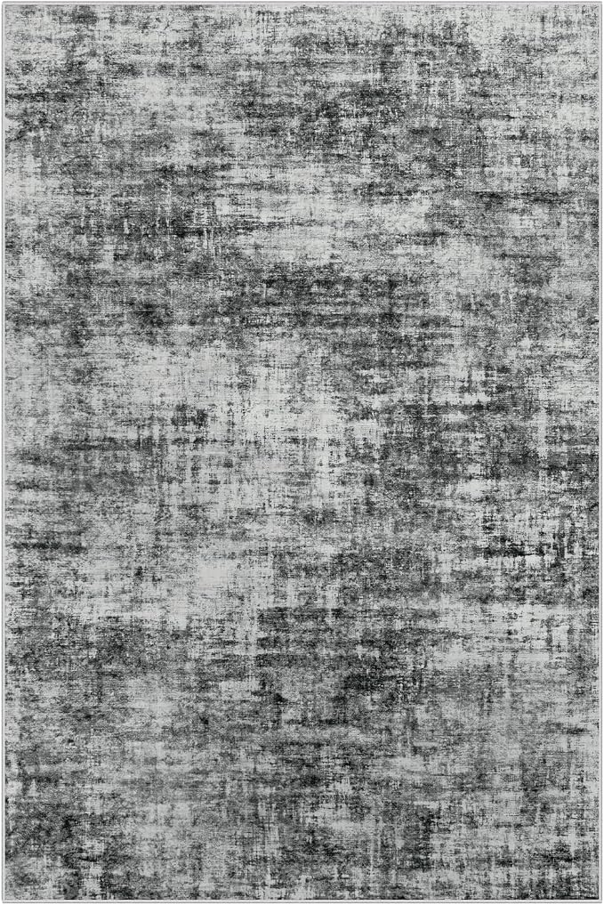 9x12 Area Rugs for Living Room: Washable Abstract Black Badroom Carpet | - Image 3