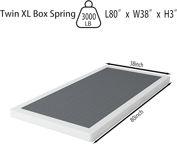 Low Profile Box Spring Twin XL - 3 Inch Box Spring for Twin XL Heavy Duty Bed Foundation Metal Bed Base Easy Assembly
