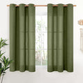 Olive Linen Semi Sheer Curtains 48 Inch Length 2 Panels Light Filtering | Dark by YoungsTex