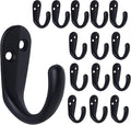 IBosins 15PCS Coat Hooks Wall Mounted Single Prong Robe Hook for Hanging Towel Hooks with 30 Screws for Bags, Hat, Cap, Scarf, Cup (Black)
