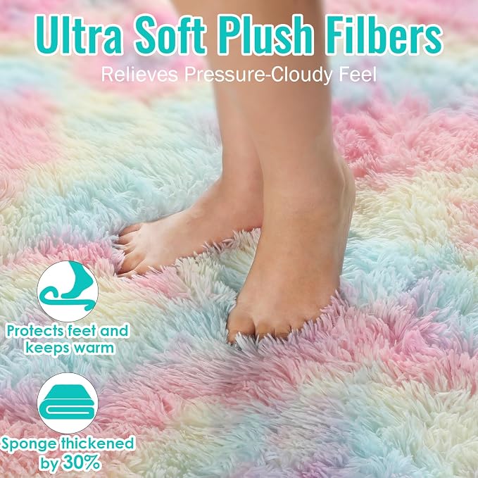 9x12 Rainbow Large Area Rug, Plush Rugs - Image 5