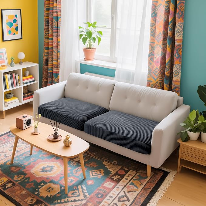 Hokway 2 Piece Individual Couch Cushion Slipcovers Stretch Reversible Cushion - Image 2