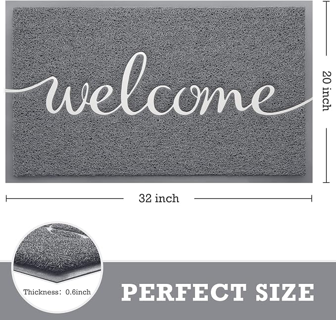 Grey Door Mat Welcome Mats Outdoor Indoor Doormat - Image 2