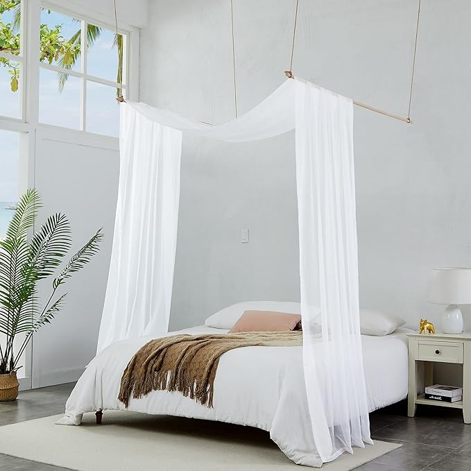 Warm Home Designs Extra Long White Sheer Window Scarf. Valance Scarves are 54 X 216 Inches. Great As Wedding Arch Draping Fabric, Bed Canopy Or for Decorative Project. AM White 216"