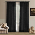Black Pinch Pleated Linen Semi Sheer 108 Inch Curtains 2 Panels | Light by Twodrapes