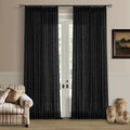 Black Pinch Pleated Linen Semi Sheer 120 Inch Curtains 2 Panels | Light by Twodrapes
