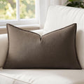 MIULEE Decorative Linen Lumbar Pillow Cover 12x20 Inch Dark Coffee | Fall by MIULEE
