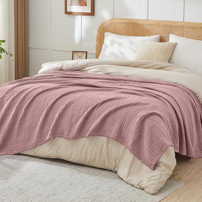 EMME Muslin Blankets for Adults Throw Blanket for Couch Breathable Gauze Soft - Image 5