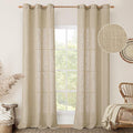 Linen Blended Curtains for Bedroom, Linen Textured Light Filtering Drapes by LAMIT