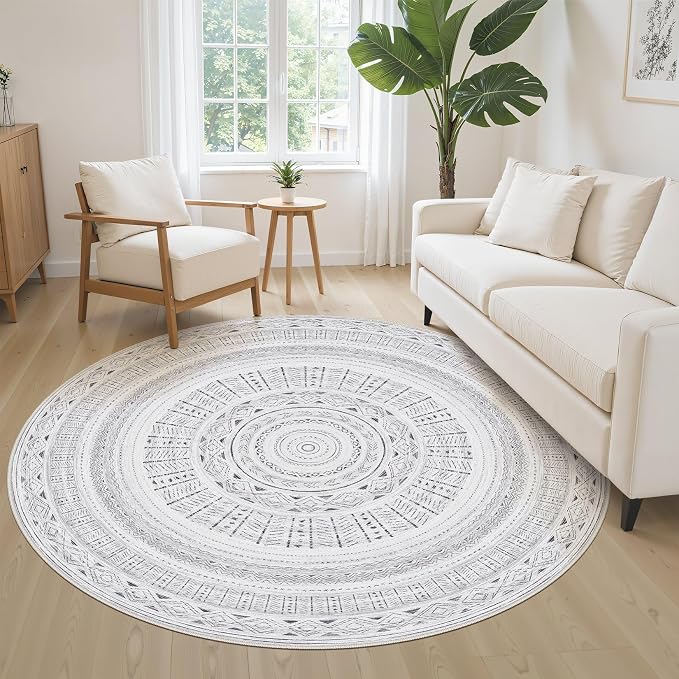 cotiled 5x5 Round Rug 5ft Circle Living Room Boho Area Rugs | Solve Modern - Image 3