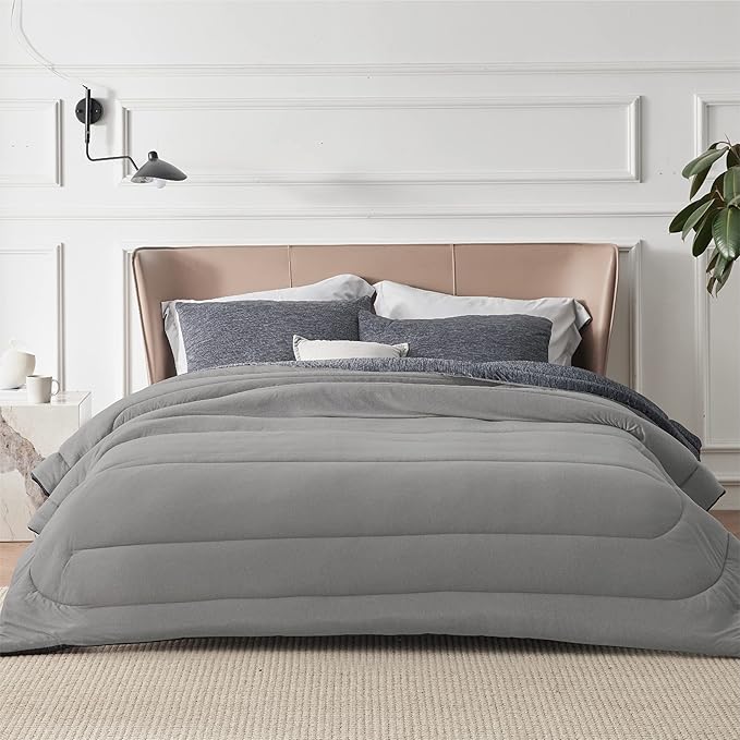 Bedsure California King Comforter Set - Cooling and Warm Bed Set, Dark Grey Reversible Bedding for All Season, 3 Pieces, 1 California King Size Comforter (104"x96") and 2 Pillow Cases (20"x36")