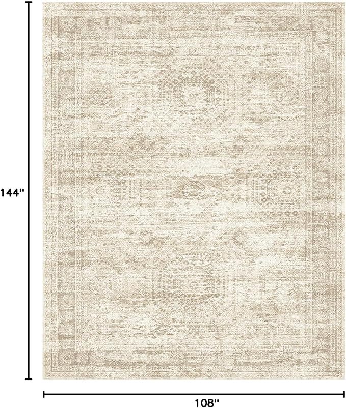 Soalmost 9x12 Area Rugs for Living Room Washable Rug Non-Slip Beige | Large - Image 2