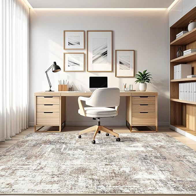LOONGRUG 10x12 Area Rug Washable Large Neutral Modern Living Room Rug | - Image 7