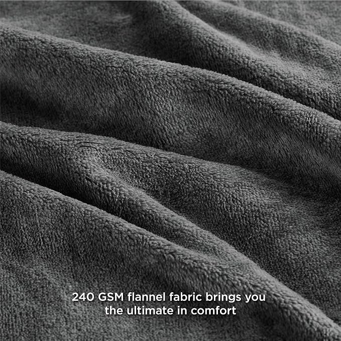 Bedsure GentleSoft Fleece Blankets Queen Size Dark Grey - Image 6