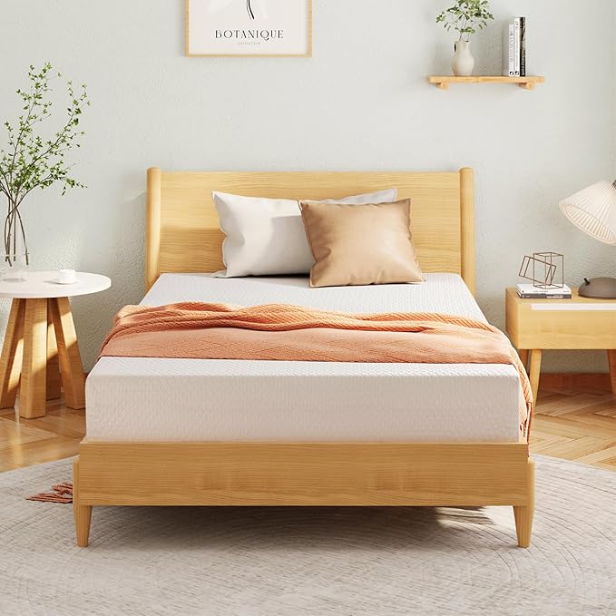EGOHOME 6 Inch Queen Size Mattress for Kids, Memory Foam Mattress with Cooling Green Tea Gel, Relieve Pressure with Medium Firm Support, CertiPUR-US Certified, 80''L x 60''W, White