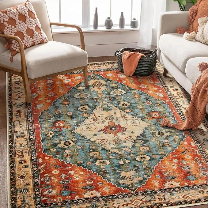 SERISSA 5x7 Washable Non Slip Boho Area Rug by SERISSAHomeDecorCollection