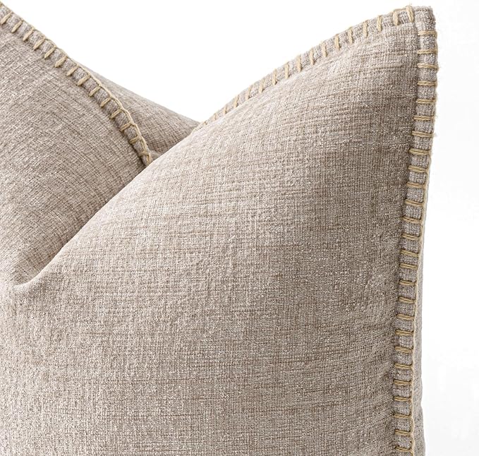 MIULEE Decorative Couch Throw Pillow Covers 20x20 Inch Taupe 2 Pack | Farmhouse - Image 2