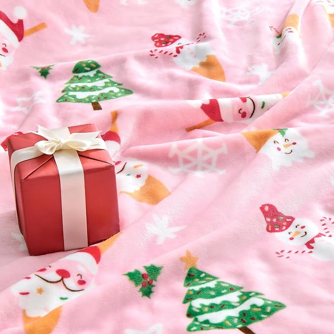 Edenleaf Christmas Blanket Soft Cozy Pink Throws - Image 5