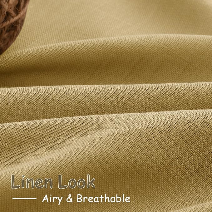 Gold Linen Curtains 90 Inch Long 2 Panels Set - Image 5