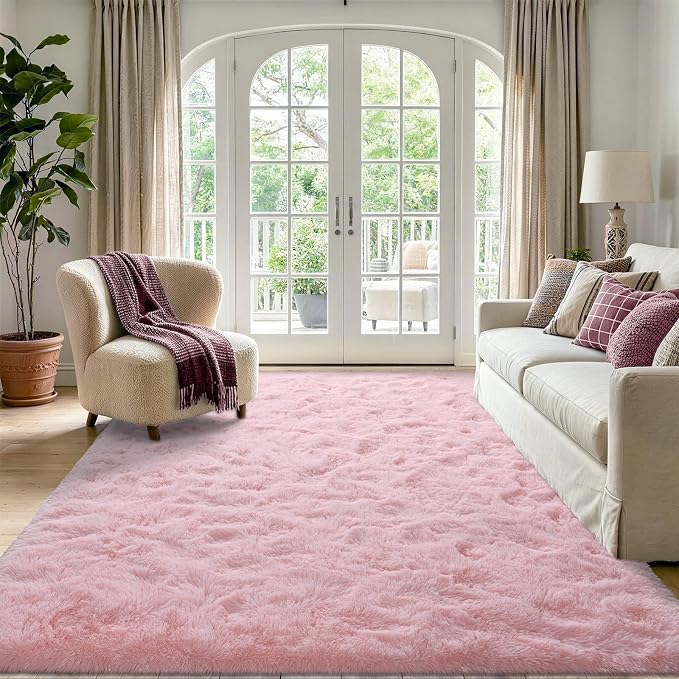 4x6 Pink Fluffy Soft Area Rug Non-Slip - Image 2
