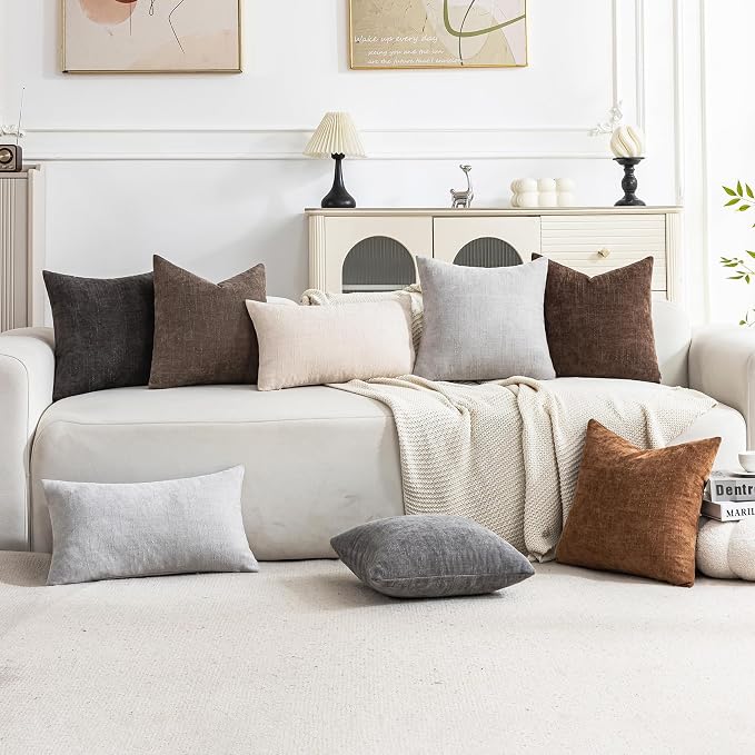 Set of 4 Soft Textured Decorative Throw Pillow Covers 20x20 Inch Cozy Farmhouse - Image 2