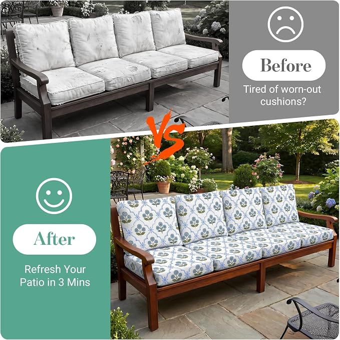 8Pcs Patio Cushion Covers Stretch Outdoor Furniture Protector Slipcovers | - Image 4