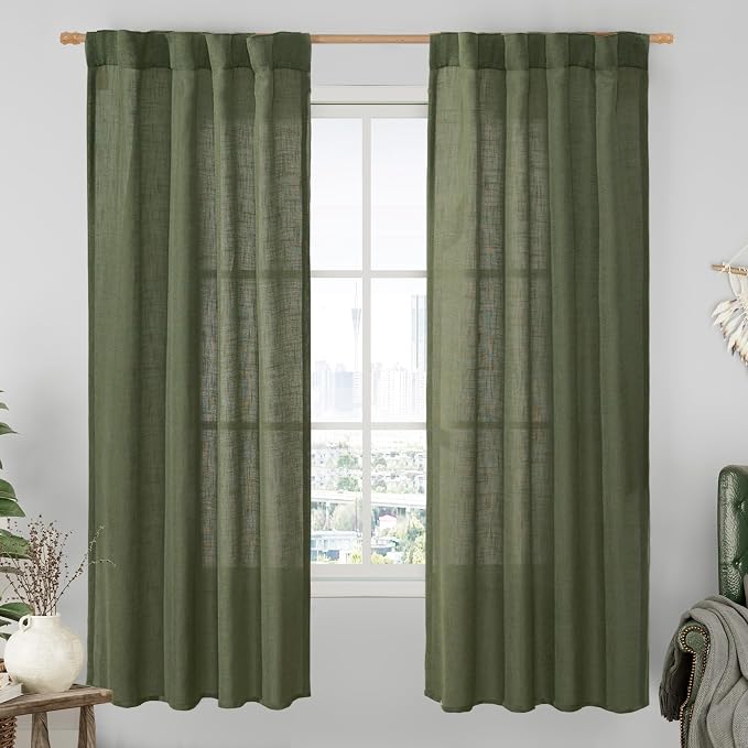 Light Filtering Linen Curtains 72 inches Long by LAMIT