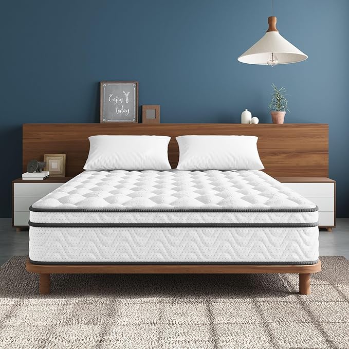 Vesgantti King Size Mattress 14 Inch, Fiberglass-Free | Cool Sleep Hybrid Mattress in a Box - Memory Foam & Pocket Springs, Ergonomic Design, Pressure Relief, Medium Firm Feel, 76"×80"×14"
