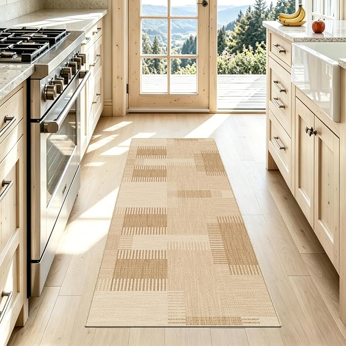 Faux Linen Washable Runner Rug Water Absorbent Surface 2x6 Beige | Non-Slip TPR - Image 8