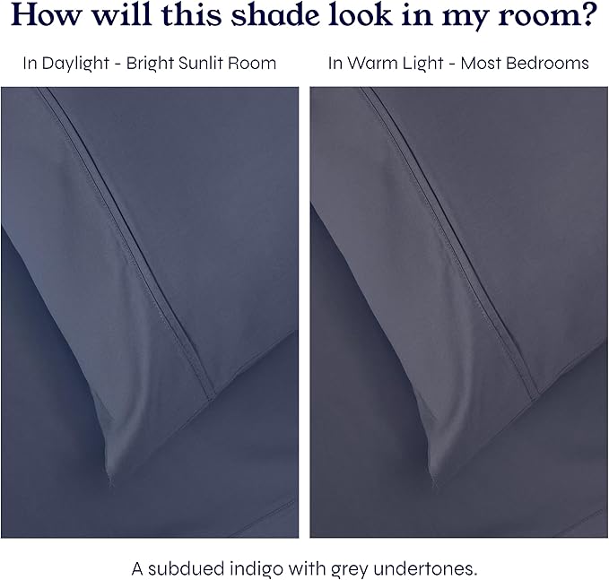 California Design Den 2-Pack Twin Sheets Set - 400 Thread Count 100% Cotton Sateen - Extra Soft, Breathable & Cooling Sheets, Wrinkle Resistant, 2 Sets of Deep Pocket Bed Sheets - Indigo Dusty Blue