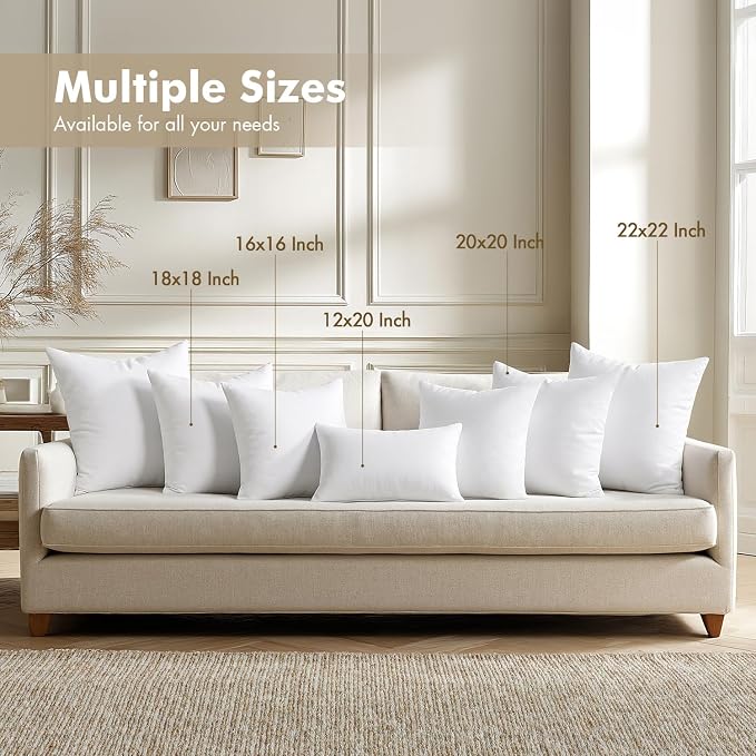 MIULEE 22x22 Pillow Inserts 4 Pack, 100% Virgin Fiber Filling Throw Pillows | - Image 7